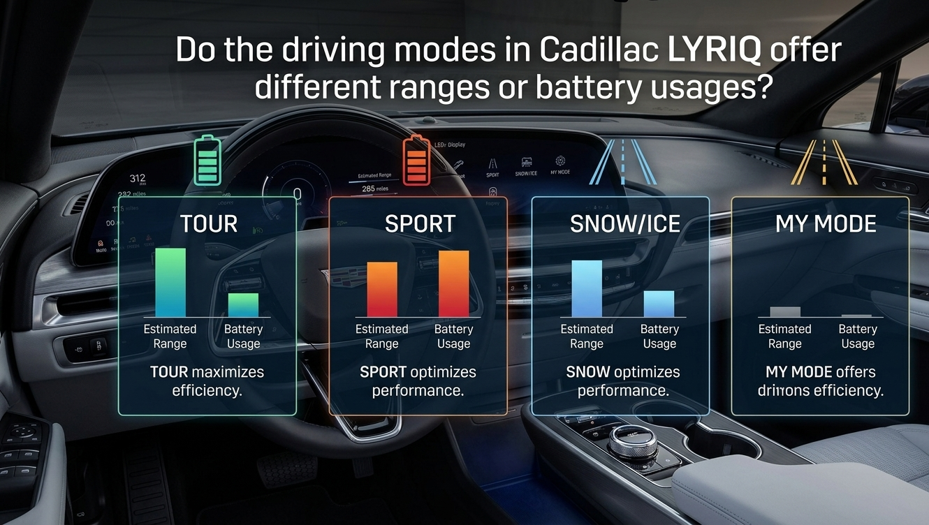 Do the Driving Modes in Cadillac Lyriq Offer Different Ranges or Battery Usages? A Complete Deep Dive